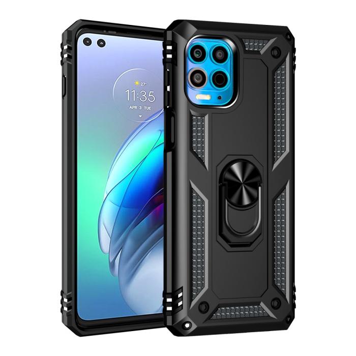 Bild 2,  Motorola Moto G100 Skal Hybrid Ring Skal Svart - Teknikhallen.se