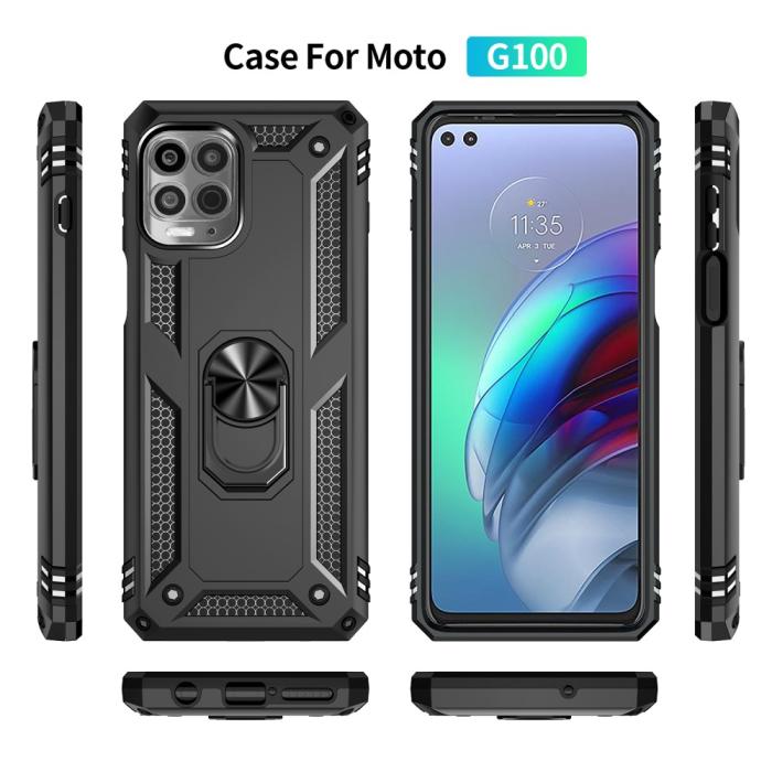 Bild 3,  Motorola Moto G100 Skal Hybrid Ring Skal Svart - Teknikhallen.se