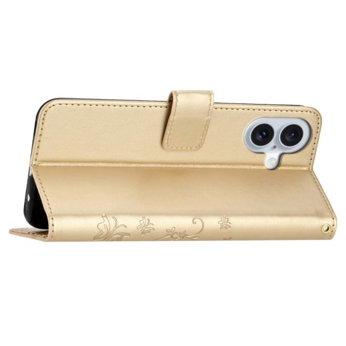 Bild 3,  iPhone 16 Plus Fodral Med Blommigt Tryck Guld - Teknikhallen.se