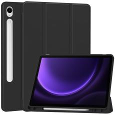  Samsung Galaxy Tab S9 FE Fodral L&auml;der Pennh&aring;llare Svart - Teknikhallen.se