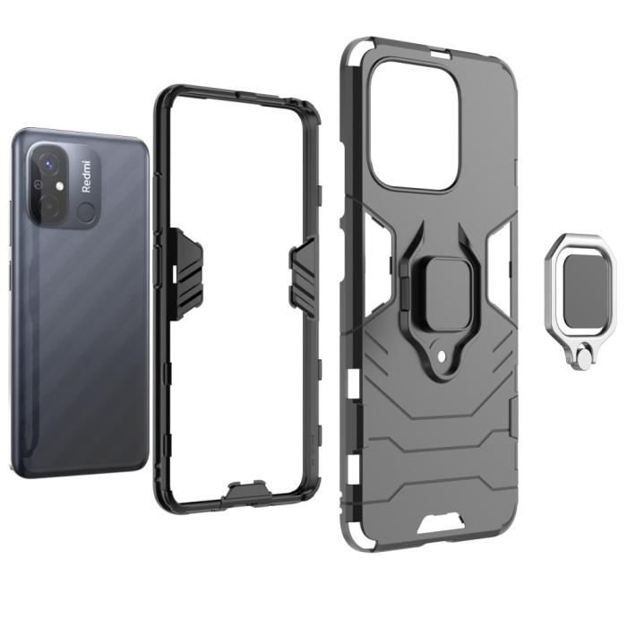 Bild 2,  Xiaomi Redmi 12C 4G Skal Ring Hybrid Armor Svart - Teknikhallen.se