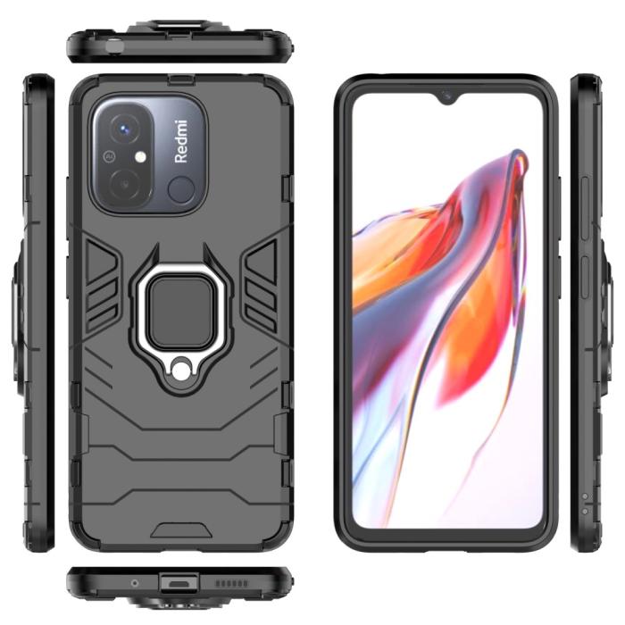 Bild 6,  Xiaomi Redmi 12C 4G Skal Ring Hybrid Armor Svart - Teknikhallen.se