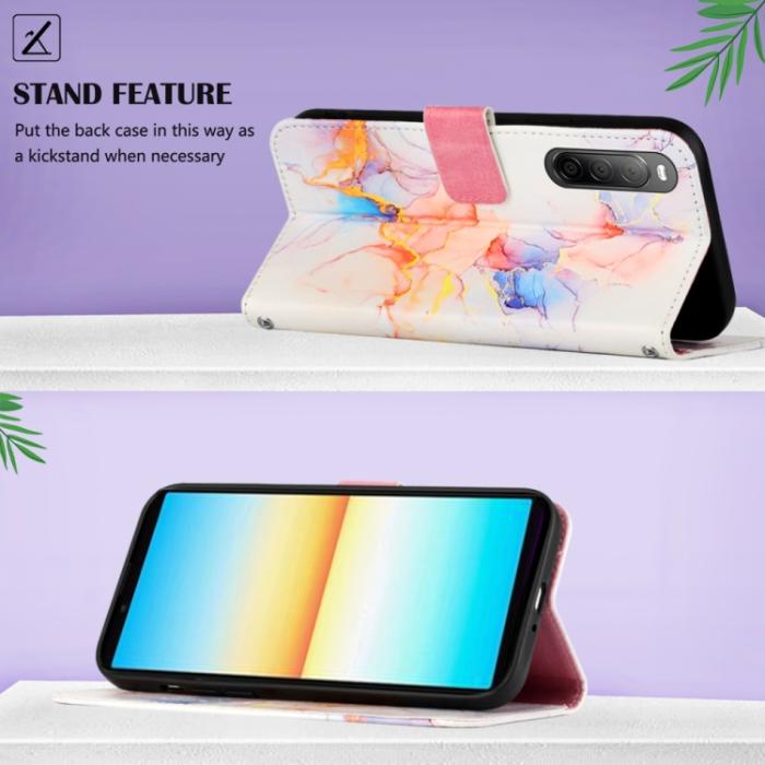 Bild 4,  Sony Xperia 10 IV Fodral Marmor Galaxy Vit - Teknikhallen.se