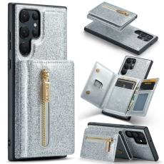 DG.MING DG.MING Galaxy S24 Ultra Skal Magnetisk Pl&aring;nbok Glitter Silver - Teknikhallen.se