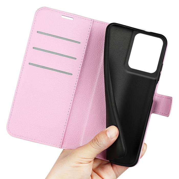 Bild 4,  Motorola Edge 50 Pro 5G Litchi Läder Fodral Ljus Rosa - Teknikhallen.se