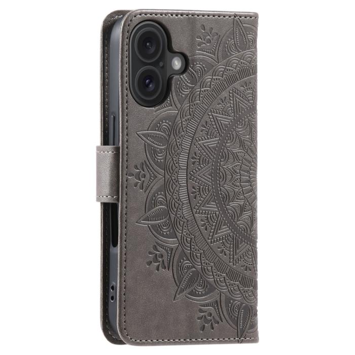 Bild 6,  iPhone 16 Fodral Mandala Läder Grå - Teknikhallen.se