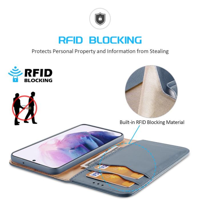 Bild 5, DUX DUCIS DUX DUCIS Samsung Galaxy S22 Plus Fodral HIVO RFID Äkta Läder Blå - Teknikhallen.se