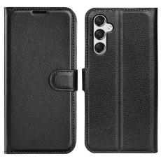  Samsung Galaxy A25 5G Fodral Litchi L&auml;der Svart - Teknikhallen.se