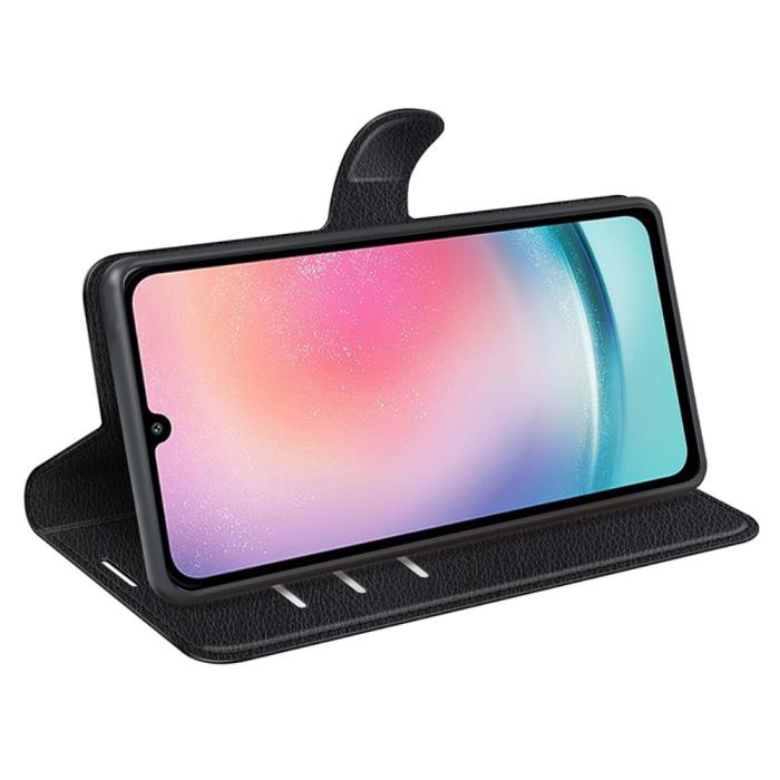 Bild 3,  Samsung Galaxy A25 5G Fodral Litchi Läder Svart - Teknikhallen.se