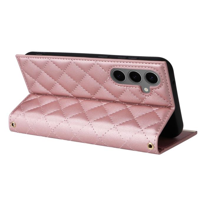 Bild 3,  Samsung Galaxy S25 Plus Fodral Rhombus Läder Roséguld - Teknikhallen.se