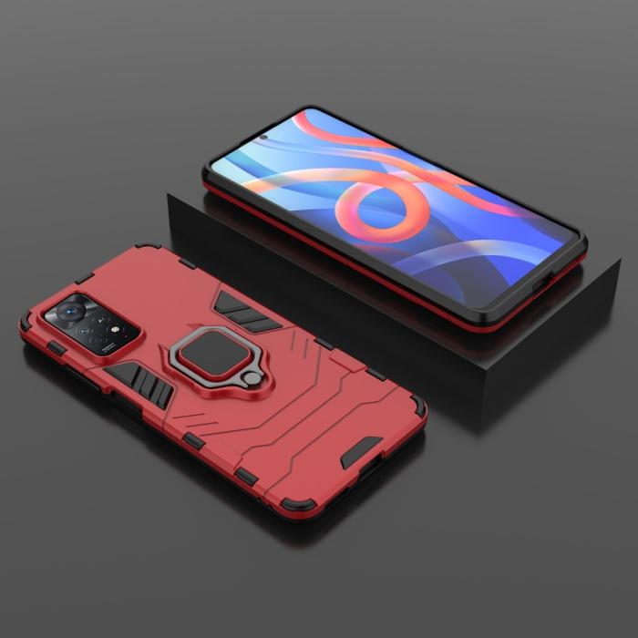 Bild 5,  Xiaomi Redmi Note 11 Pro 5G Skal Armor Hybrid Ring Röd - Teknikhallen.se