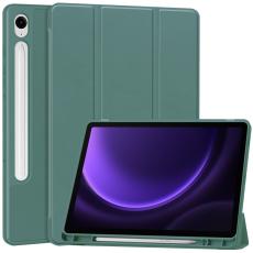  Samsung Galaxy Tab S9 FE Fodral L&auml;der Pennh&aring;llare Svartgr&ouml;n - Teknikhallen.se