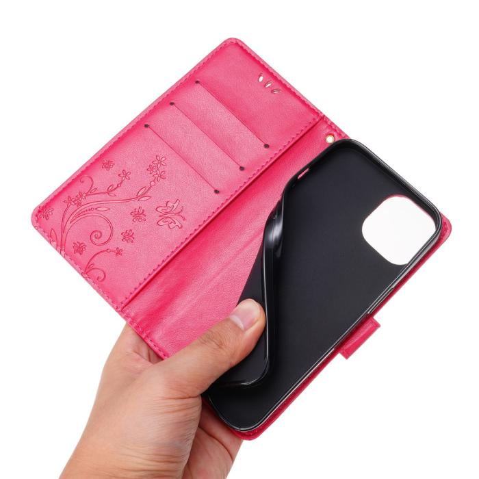 Bild 5,  iPhone 15 Fodral Med Blommigt Tryck Röd/Rosa - Teknikhallen.se