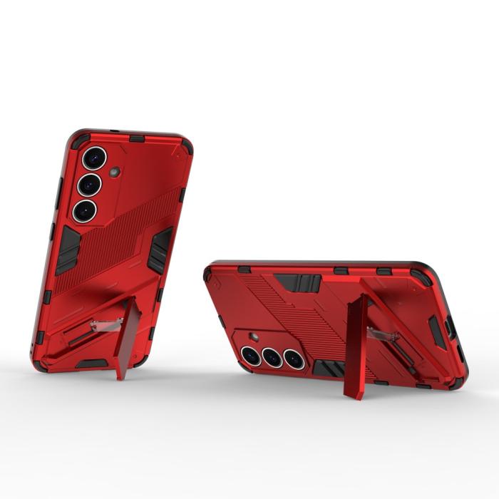 Bild 2,  Samsung Galaxy S25 Skal Kickstand Hybrid Armor Röd - Teknikhallen.se