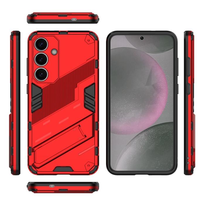 Bild 5,  Samsung Galaxy S25 Skal Kickstand Hybrid Armor Röd - Teknikhallen.se