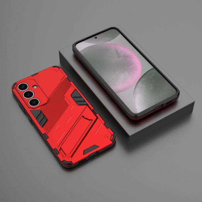 Bild 6,  Samsung Galaxy S25 Skal Kickstand Hybrid Armor Röd - Teknikhallen.se