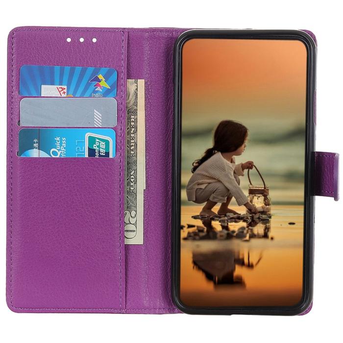 Bild 2,  Samsung Galaxy A16 Fodral Litchi Läder Lila - Teknikhallen.se