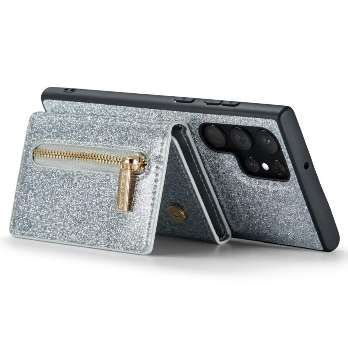 Bild 2, DG.MING DG.MING Galaxy S24 Ultra Skal Magnetisk Plånbok Glitter Silver - Teknikhallen.se