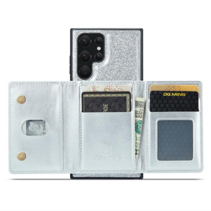 Bild 4, DG.MING DG.MING Galaxy S24 Ultra Skal Magnetisk Plånbok Glitter Silver - Teknikhallen.se