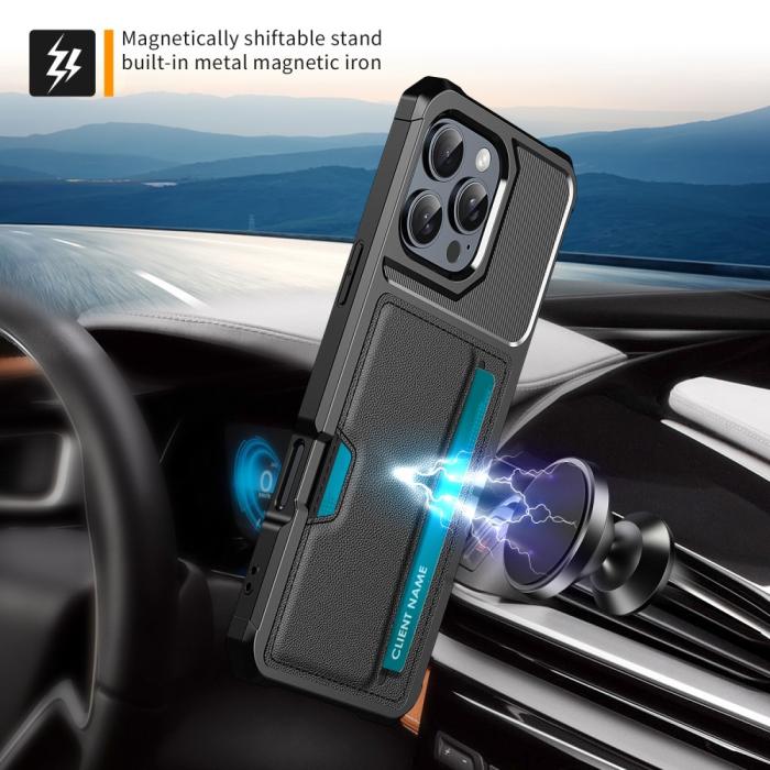 Bild 5,  iPhone 16 Pro Skal Med Kortfack Läder Svart - Teknikhallen.se