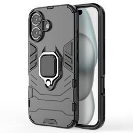  iPhone 16 Skal Hybrid Ring Armor Svart - Teknikhallen.se