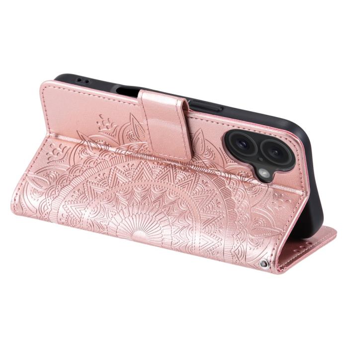 Bild 4,  iPhone 16 Fodral Mandala Läder Roséguld - Teknikhallen.se