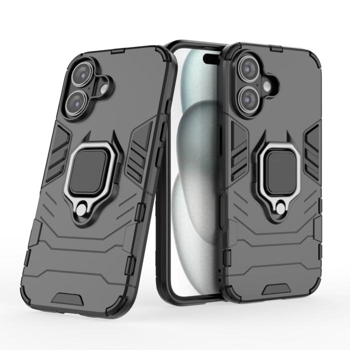 Bild 2,  iPhone 16 Skal Hybrid Ring Armor Svart - Teknikhallen.se