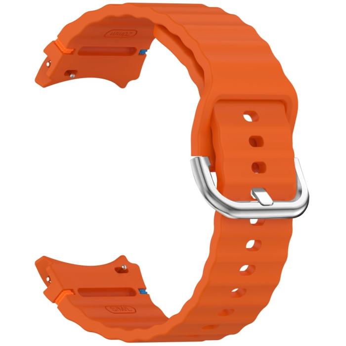 Bild 2,  Galaxy Watch 5/5 Pro/6/7/FE Armband Silikon Wave Design Orange - Teknikhallen.se