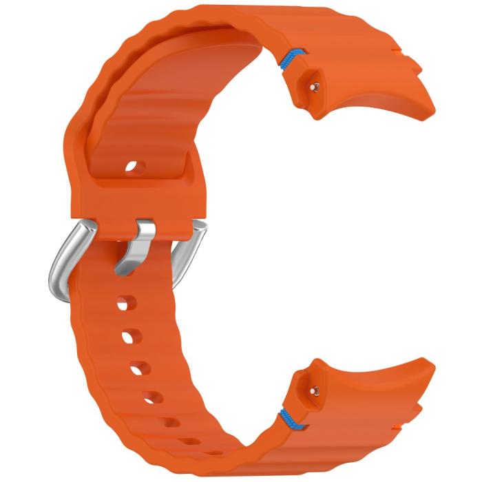 Bild 3,  Galaxy Watch 5/5 Pro/6/7/FE Armband Silikon Wave Design Orange - Teknikhallen.se