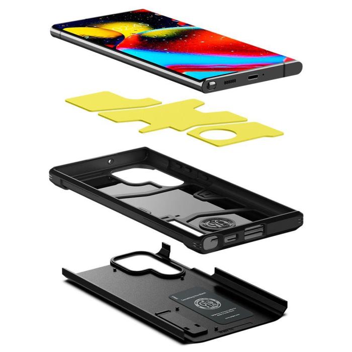 Bild 5, Spigen Spigen Samsung Galaxy S22 Ultra Skal Tough Armor Svart - Teknikhallen.se
