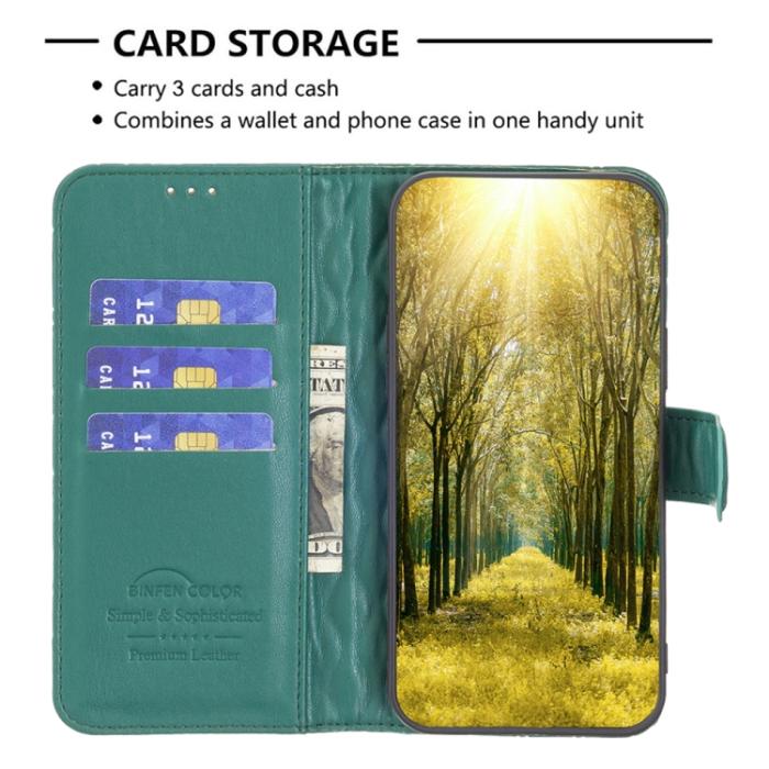Bild 4,  Motorola Moto E13 Fodral Diamond Läder Grön - Teknikhallen.se