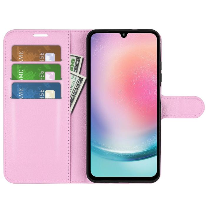 Bild 2,  Samsung Galaxy A25 5G Fodral Litchi Läder Ljus Rosa - Teknikhallen.se