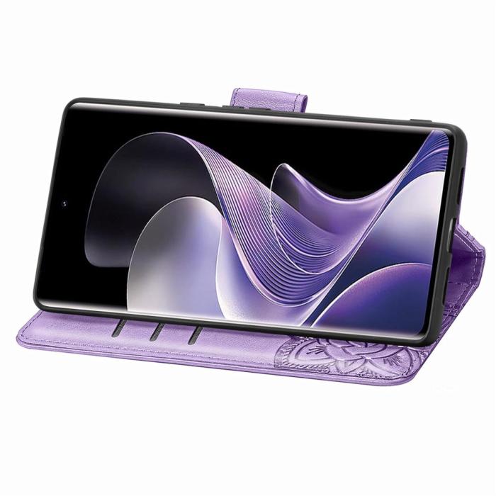 Bild 3,  Xiaomi Redmi Note 14 Pro 5G Fodral Läder Fjäril Tryck Lila - Teknikhallen.se