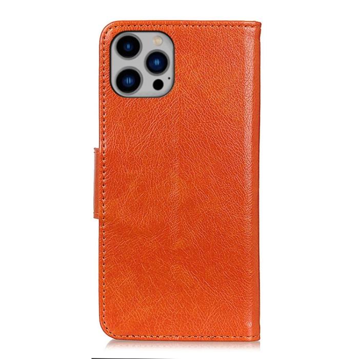 Bild 3,  iPhone 15 Pro Fodral Läder Nappa Textur Orange - Teknikhallen.se