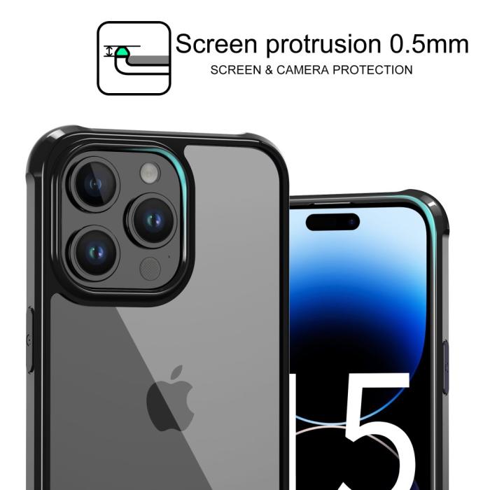 Bild 2, LEEU DESIGN LEEU DESIGN iPhone 15 Pro Max Skal AirBag Hybrid Matt Svart - Teknikhallen.se