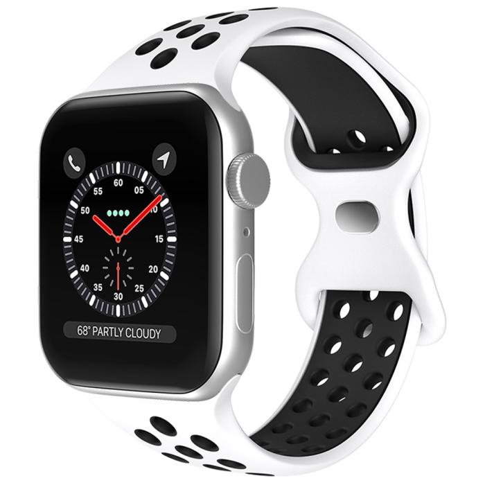 Bild 2, ColorPop Sportarmband Dual-Color Apple Watch 42/44/45/46/49 mm (M/L) Vit/Svart - Teknikhallen.se