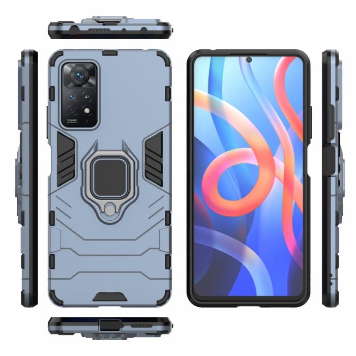 Bild 6,  Xiaomi Redmi Note 11 Pro 5G Skal Armor Hybrid Ring Blå - Teknikhallen.se