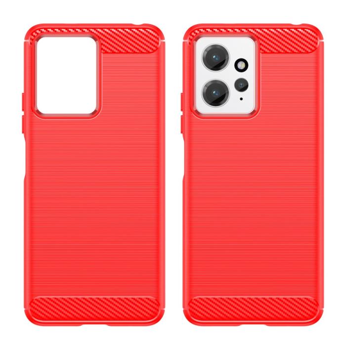Bild 2,  Xiaomi Redmi Note 12 4G Skal Borstad Stål Textur Röd - Teknikhallen.se