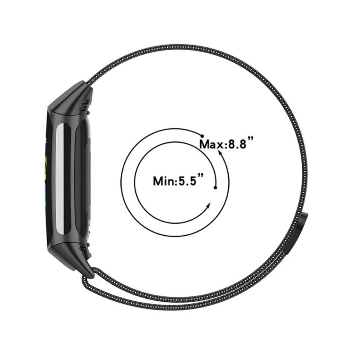 Bild 4,  Fitbit Charge 6 / 5 Metall Armband Milanese Loop Grå - Teknikhallen.se