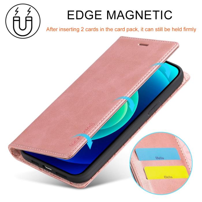 Bild 5, LC.IMEEKE LC.IMEEKE iPhone 15 Plus Fodral Flip Läder Roséguld - Teknikhallen.se