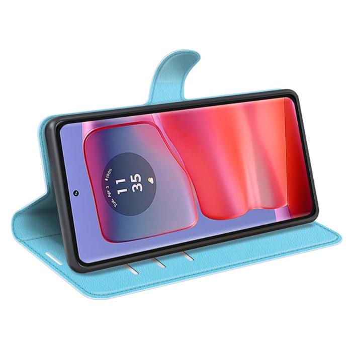 Bild 3,  Motorola Edge 50 Pro 5G Litchi Läder Fodral Ljus Blå - Teknikhallen.se