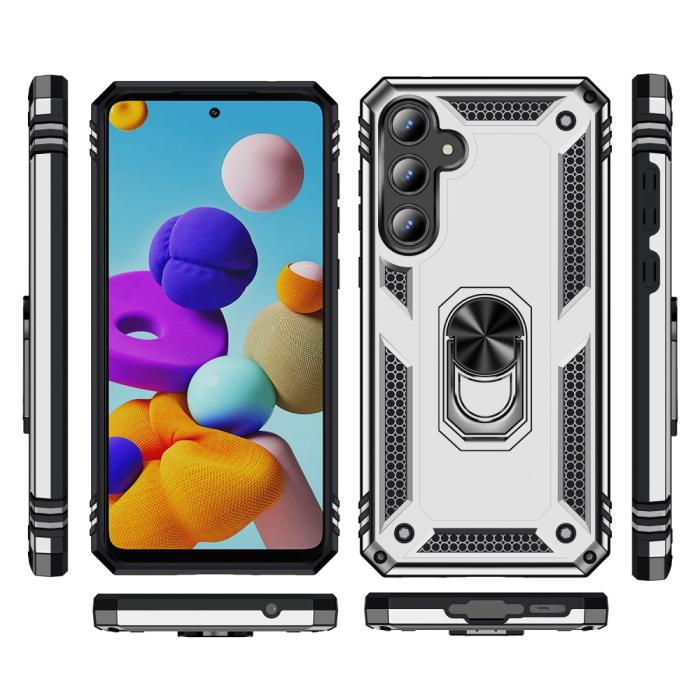 Bild 6,  Samsung Galaxy A55 5G Skal Ring Armor Hybrid Silver - Teknikhallen.se