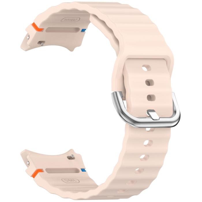Bild 2,  Galaxy Watch 5/5 Pro/6/7/FE Armband Silikon Wave Design Rosa - Teknikhallen.se