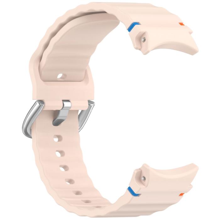Bild 3,  Galaxy Watch 5/5 Pro/6/7/FE Armband Silikon Wave Design Rosa - Teknikhallen.se