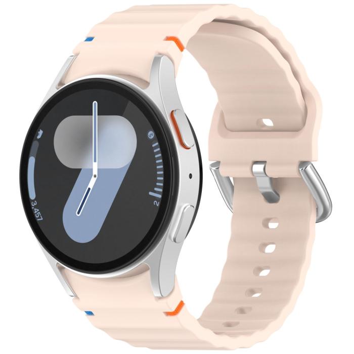 Bild 4,  Galaxy Watch 5/5 Pro/6/7/FE Armband Silikon Wave Design Rosa - Teknikhallen.se
