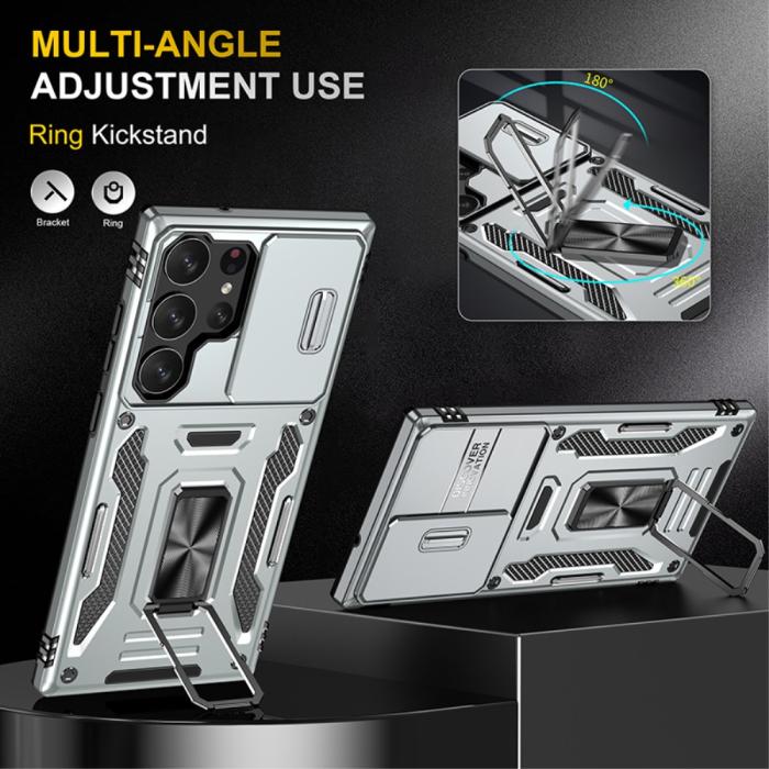 Bild 4,  Samsung Galaxy S23 Ultra Skal Hybrid Ring Armor Grå - Teknikhallen.se