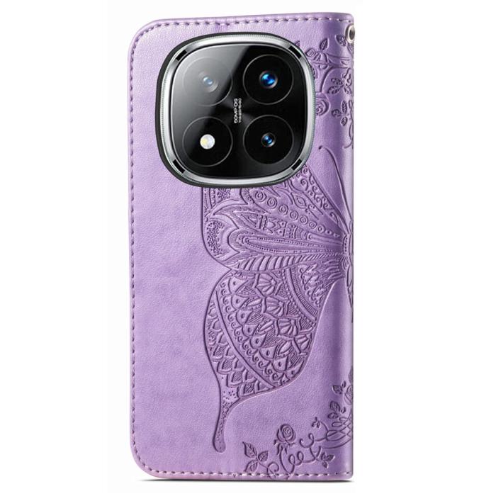 Bild 6,  Xiaomi Redmi Note 14 Pro 5G Fodral Läder Fjäril Tryck Lila - Teknikhallen.se