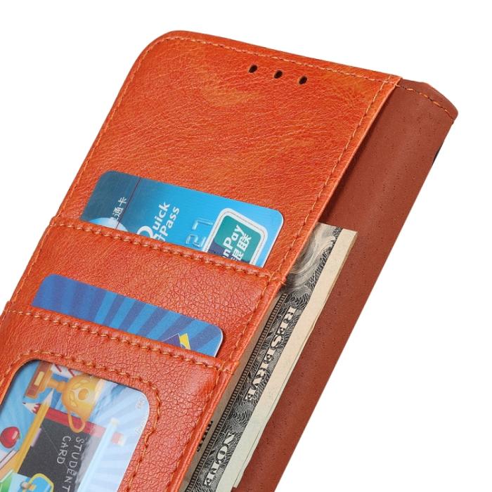 Bild 6,  iPhone 15 Pro Fodral Läder Nappa Textur Orange - Teknikhallen.se