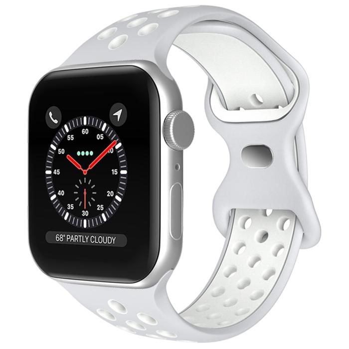 Bild 2, ColorPop Sportarmband Dual-Color Apple Watch 42/44/45/46/49 mm (M/L) Grå/Vit - Teknikhallen.se