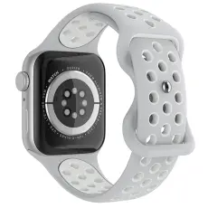 ColorPop Sportarmband Dual-Color Apple Watch 42/44/45/46/49 mm (M/L) Gr&aring;/Vit - Teknikhallen.se